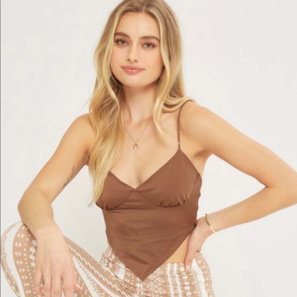 Brown tie in the back top